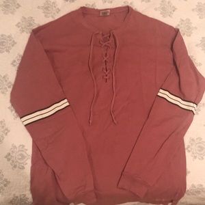 Pink Oversized Lace up T-Shirt